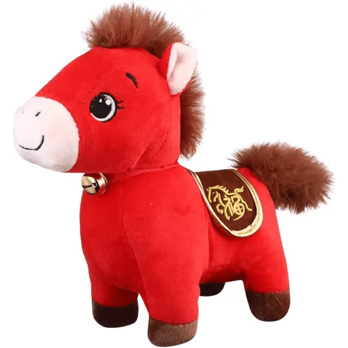 20 CM 2026 Year of The Horse Stuffed Animals Chinese New Year Plush Horse Mascot Doll Toys Zodiac Decor for Spring Festival Lunar New Years Gifts Blessing Souvenir (Fu Character Horse)