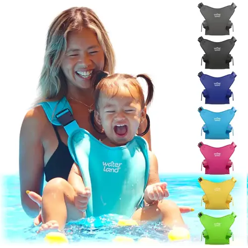 WaterLand Baby Carrier - Innovative Carrier You Can Use Both in Water & Land - Waterproof Infant Chest Holder with Adjustable Straps, Lightweight Toddler Harness for Pool & Beach (Light Blue)