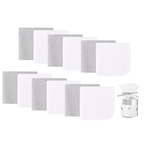 12 Pack Baby Washcloths 100% Cotton - Small Terry Wash Cloths 7.8" x 7.8" Soft Face Washcloth for Hand Body Sensitive Skin Thin Absorbent Wipes for Newborns Infant