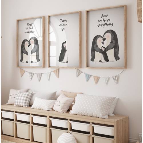 Penguin Nursery Prints Set: Digital Download Wall Art with Quote for Baby Room Decor