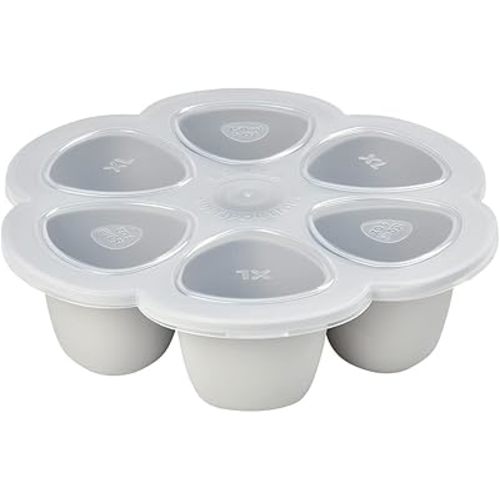 BEABA Multiportions Premium Quality Silicone Baby Food Storage Container, Baby Food Freezer Tray with Clip-On Lid, Oven and Freezer Safe, Made in Italy, Cloud, 5 oz