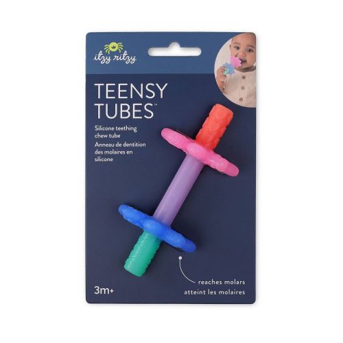 Itzy Ritzy Teensy Tubes Rattle and Teether, Color: Pink and Green