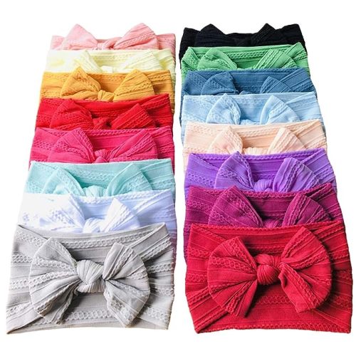 Toptim Baby Girl Bows Nylon Headbands Jacquard Design for Newborn Infant Toddler Little Girls (16-Pack)