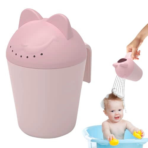Baby Bath Rinse Cup, Cute Cartoon Cat Baby Bath Rinser Baby Rinser Pail Shampoo Rinser, Newborn Bath Shower Wash Hair Cup for Bath and Shower