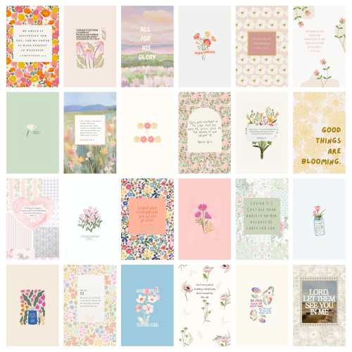 Floral Bible Verse Collage Kit: 50 Printable Scripture Cards (Digital Download)