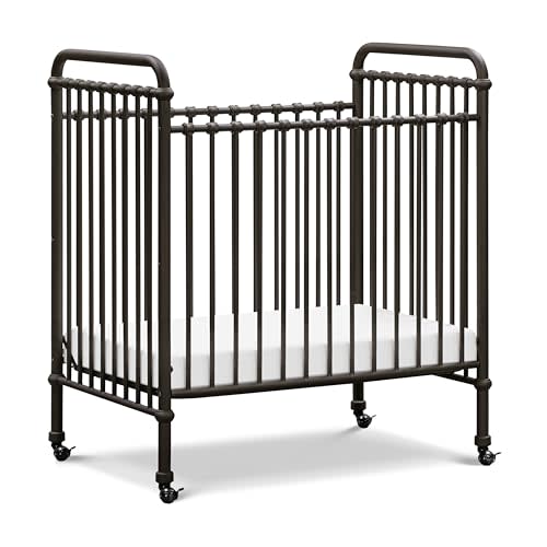 Namesake Abigail 3-in-1 Portable Baby Crib with Wheels - GREENGUARD Gold Certified Convertible Crib to Toddler Bed & Daybed - Metal Baby Bed w/ 4 Adjustable Mattress Heights, for Small Spaces - Iron