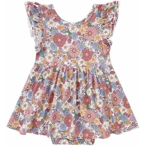pureborn Baby Girls Viscose from Bamboo Bodysuit Dress Romper Dresses 0-24M