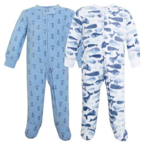Hudson Baby Infant Boys Fleece Sleep and Play, Cute Whales, 3-6 Months