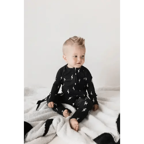 Midnight Lightning Bolt | Bamboo Zip Pajamas | Milk & Baby – Milk & Baby
