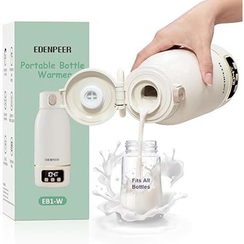 Portable Bottle Warmer for Travel, Fast Baby Bottle Warmer Portable with Precise Temperature Control, 17 OZ Milk Warmer, Leak-Proof Cordless Breastmilk Warmer, Fits Most Baby Bottles for On the Go
