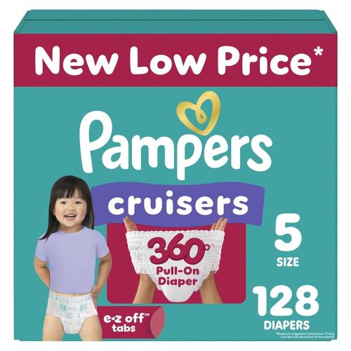 Pampers Diapers - Cruisers 360 - Size 5, 128 Count, Babyproof up to 100% Leakproof Pull-On Diaper