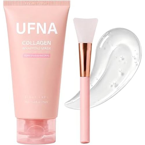 Collagen Face Mask - Overnight Wrapping Mask - Facial Firming, Elasticity & Hydration - Hydrolyzed Sodium + Panthenol +Niacinamide for Reduce Dullness & Promote Smoother Skin Texture - 75ml