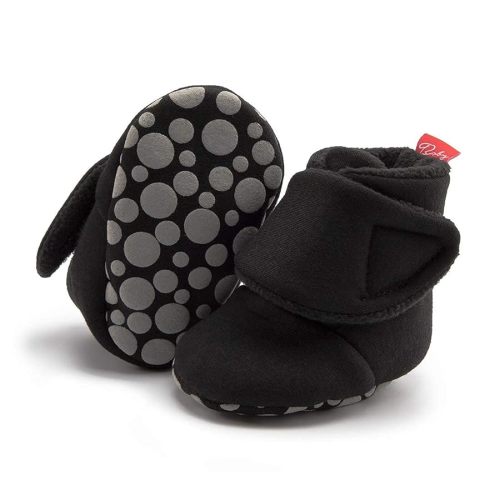 Babelvit Newborn Baby Boy Girl Soft Fleece Booties Stay On Infant Slippers Socks Shoe Non Skid Gripper Toddler First Walkers Winter Ankle Crib Shoes