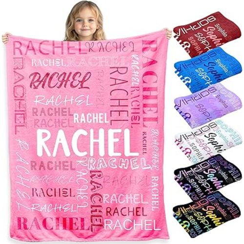 Ships Next Day, Custom Baby Blanket with Name Personalized Blankets and Throws Customized Flannel Blanket for Kids Christmas Blanket Gifts for Girls Boys Teen