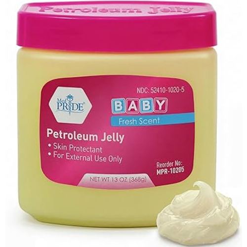 MED PRIDE Petroleum Jelly with Fresh Baby Scent, Pink, 13 oz – Skin Protectant & Moisturizing Ointment for Dry Skin, Rashes, Minor Burns, Chapped Lips & Diaper Rash