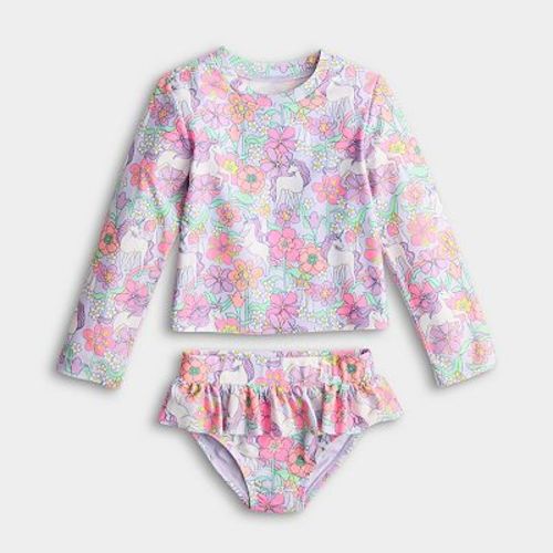 Baby & Toddler Girl Jumping Beans® 2-pc. Swim Rashguard & Bikini Set