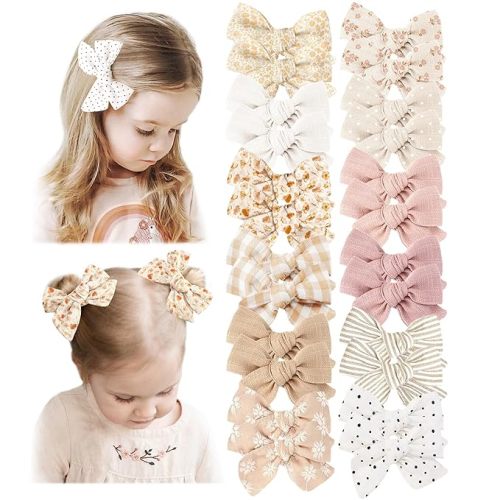 Niceye 24 PACK Baby Girl Hair Clips Set, Hair Bows Barrettes Handmade Accessories Alligator Clip for Babies Infant Toddlers Kids in Pairs