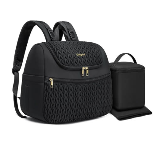 Breast Pump Bag for Spectra S1/S2 & Medela – Insulated Cooler Bag, 13" Laptop Sleeve, Diaper Backpack with Changing Pad – Lightweight, Water-resistant & Stylish for Work, Travel, Black