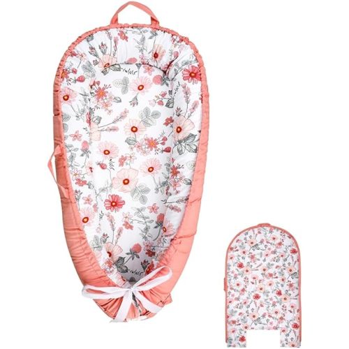 Baby Lounger Replaceable Cover, 100% Cotton Newborn Nest Backup Cover for Ultimate Comfort, Soft & Breathable Quality Spare Cover, Pink (Cover Only)