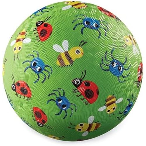 Crocodile Creek Playground Ball - Durable Rubber Ball for Kids Ages 3 and Up - Bouncy Inflatable Ball for Kickball, Indoor Games, and Outdoor Sports - PVC-Free - Bugs and Spiders - 5-inch Diameter