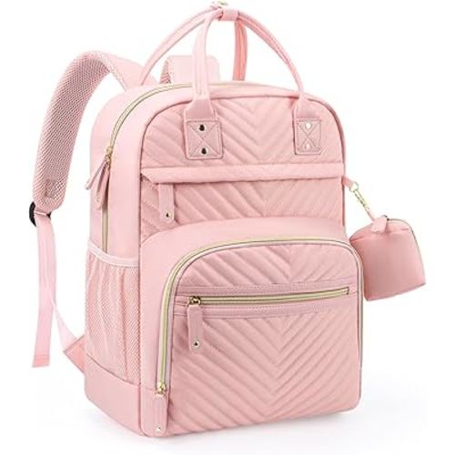Tuwubi Diaper Bag Backpack, Baby Essentials Travel Tote Bag, Multi function Waterproof Backpacks, Travel Essentials with Stroller Straps & Pacifier Case - Light Pink