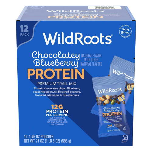 WildRoots Chocolatey Blueberry Protein Single Serve Trail Mix, 1.75 oz., 12 pk.