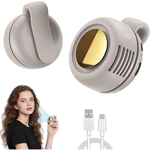 Portable Silent Mini Bladeless Fan Clip On,Small Clip Fan, Adjustable 3 Speeds Suspended, Waist Fans forclip onfan for shirt Suitable for Outdoor & Travel & Office (White)