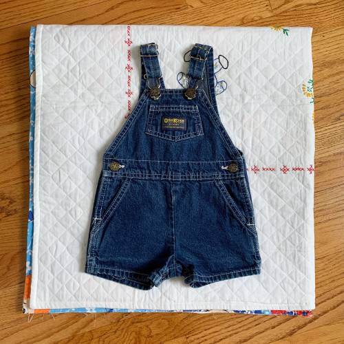 Vintage 1980s OshKosh B'gosh Toddler Denim Overall Shorts - Made in USA (12M)