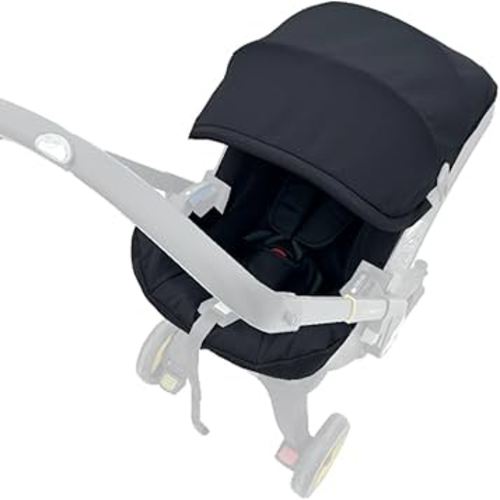 Stroller Accessory Washing Kit Textile Set, Colorful Canopy & Water Resistance Soft Cushion Compatible with DOONA Strollers (Fashion Black)