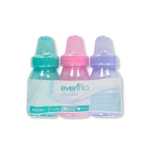 Evenflo 3-Pack Classic Baby Bottles (1-4 oz.) Color: green/pink/purple Size: one size