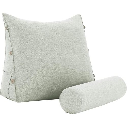 Reading Pillow for Sitting Up in Bed, Lumbar Support Pillow for Bed, Couch and Floor, Adjustable Neck & Back Pillow for Reading, TV, Breastfeeding