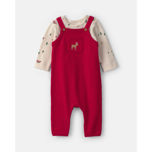 Baby 2-Piece Reindeer Long-Sleeve Sweater Overall Set - Red/Cream | Carter's
