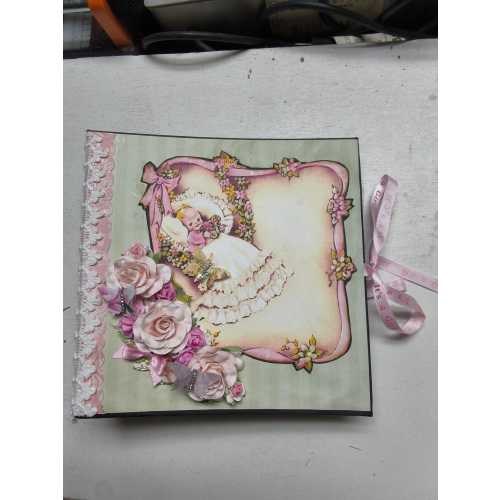 A24 Handmade Baby Girl Scrapbook Album: 8”x8” Photo Album with Flip-Outs, Ancestry Chart