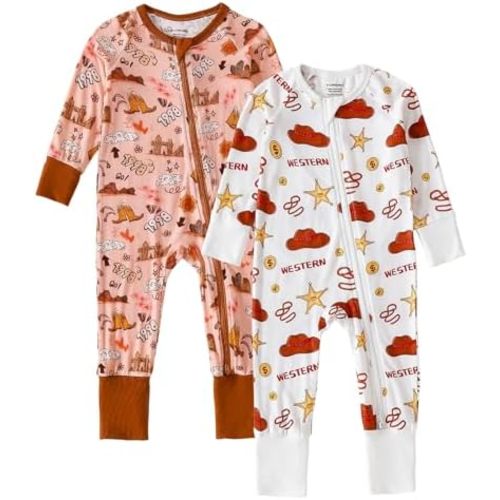 DEFAHN Baby Rayon from Bamboo Pajamas 2 Pack Footless 2-Way Zipper Sleepers