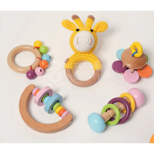 Buy Montessori 5 Piece Wooden Rattle Kit Online I Montessori Generation