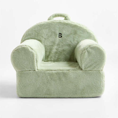 Large Iceberg Green Faux Fur Kids Lounge Nod Chair