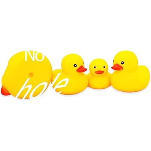 Rubber Duck No Hole, Kalafona Mold Free Rubber Duckies Without Hole, Waterproof Baby Bath Toy for Kids,Bath & Pool Play, Birthday Party Favor in Bulk