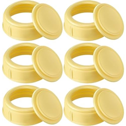 6 Pack Nipple Rings Compatible with Medela Baby 5oz & 8oz Plastic & Glass Bottles, Collar Rings Compatible with Medela Slow or Medium Flow Collection and Storage Bottles, No Leak or Spill