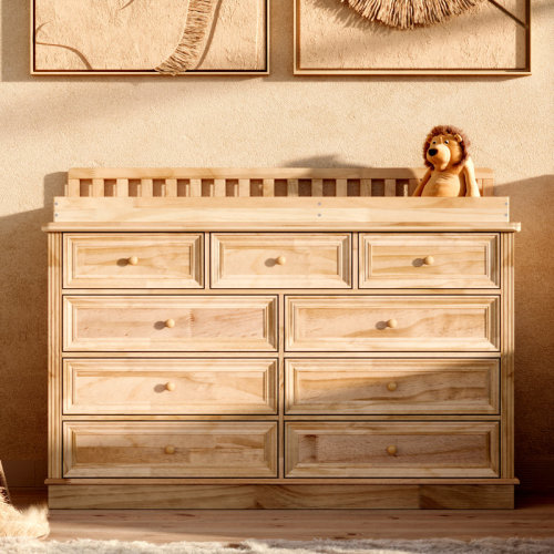 One Allium Way® 55.1'' W 100% Solid Wood 9-Drawer Changing Table Dresser | Wayfair