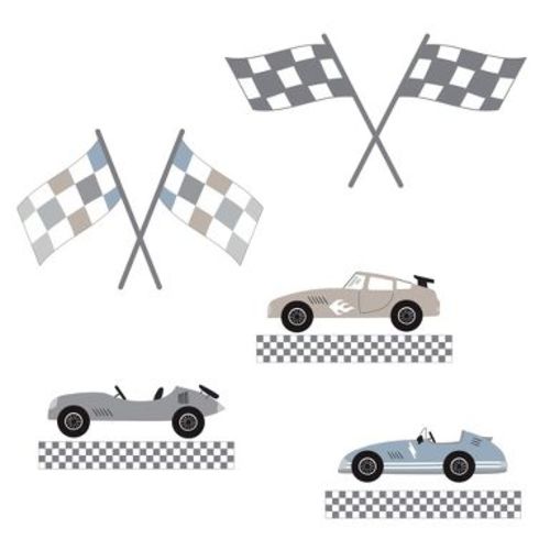 Lambs & Ivy Little Racer Car/Transportation Blue/Taupe Wall Decals/Stickers