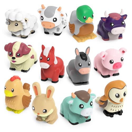 Tub Works® Barnyard™ Mold Free Bath Toys, 12 Pack | Sealed, No Hole Bath Toys Design Keeps Moisture Out | Soft, Squeezable & Float on Water | Farm Animals Baby & Toddler Bathtub Toys | Baby Pool Toys