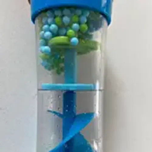 Hape Beaded Raindrops | Mini Wooden Musical Shake & Rattle Rainmaker Toy, Blue, Model Number: E0328B ,L: 2, W: 2, H: 7.9 inch