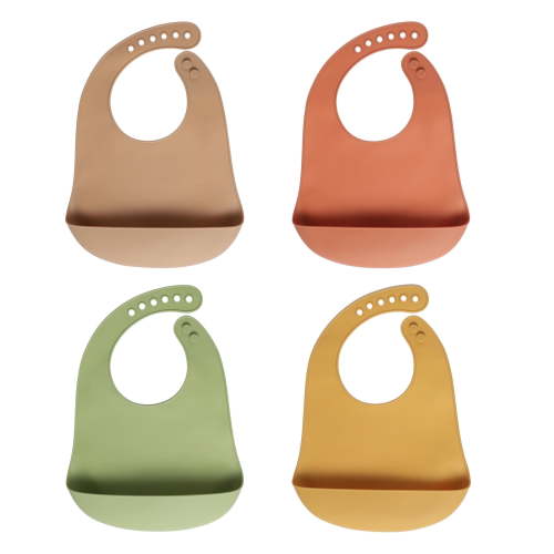 SIMDOO4Pcs Silicone Baby Bibs, Soft Waterproof Feeding Bibs with Food Catcher Pocket, BPA Free Adjustable Bibs for Baby Boy and Girl