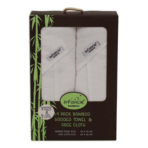 Infancie 4-pack Bamboo Hooded Towel & Face Cloth Set