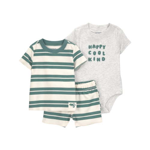 Carter's Child of Mine Baby Boy Outfit Set, Green/Beige Stripe - 18 Months
