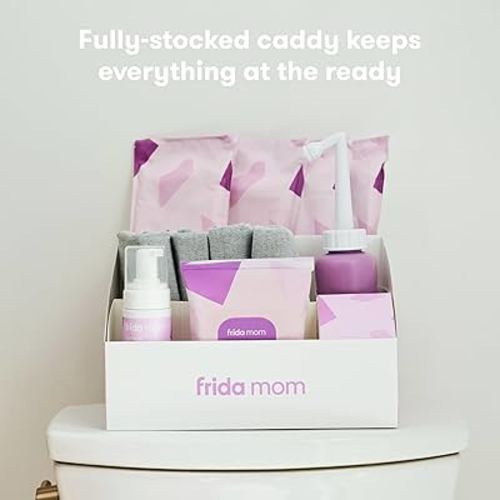Frida Mom 11pc Postpartum Essentials Kit Gift Set, Hospital Bag Must Haves for New Mom, Includes 4 Disposable Postpartum Underwear, 4 Ice Maxi Pads, Perineal Healing Foam & 24 Pad Liners & Peri Bottle
