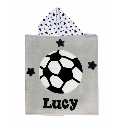 Kid's Soccer Star-Print Hooded Towel, Personalized
