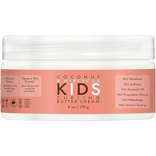 SheaMoisture Curling Styling Cream For Curl Definition Coconut & Hibiscus Curl and Detangle Kids Hair 6 oz