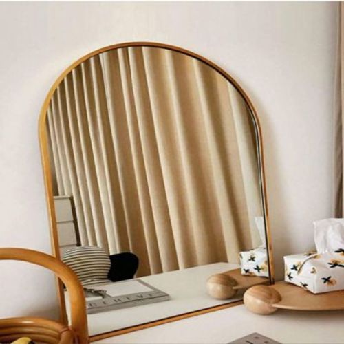 26" x 38" Arched Mantle Mirror, Gold-HOMLUX: Metal Frame, Wall Mount, Modern Decor