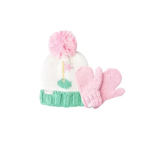 Brands We Love Pink Golf Flag Bobble Hat/Mittens Bundle by Janie and Jack